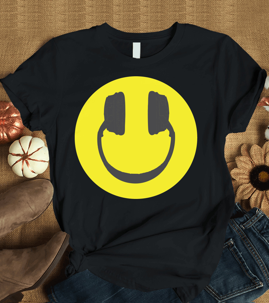 Happy Headphones Smiley Face Audio T-Shirt