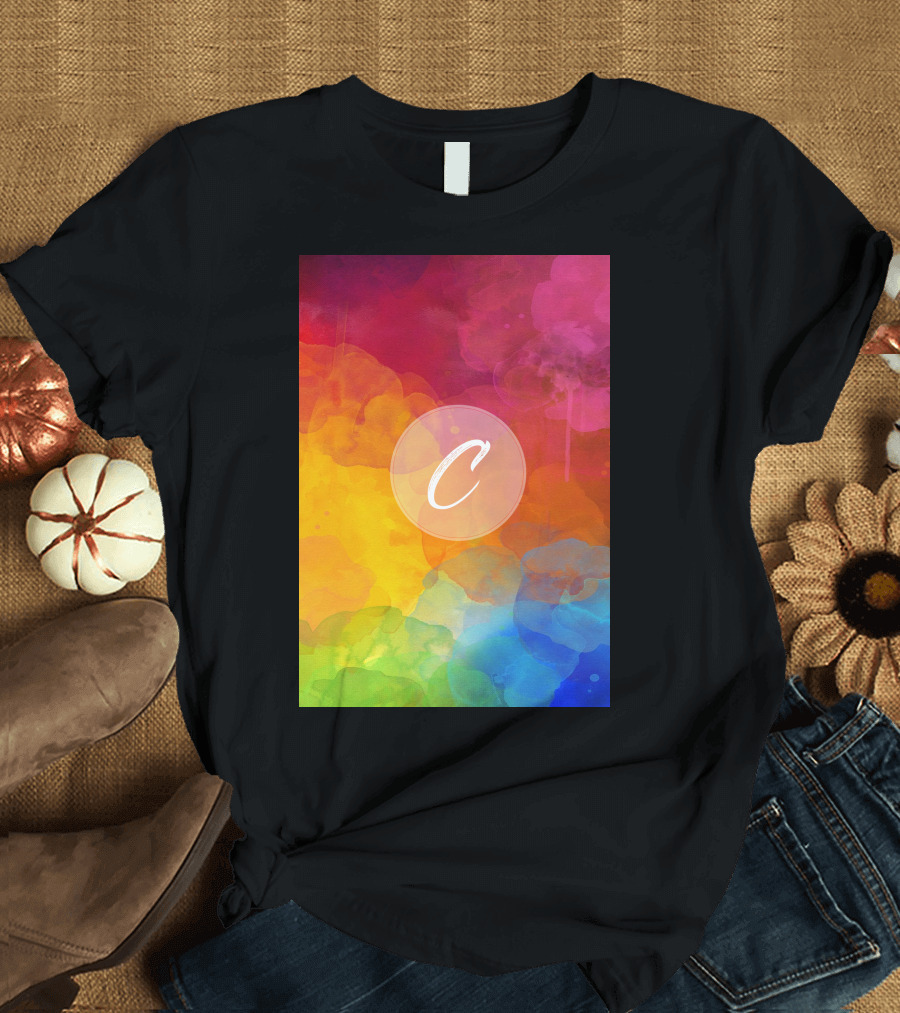 C Vibrant Rainbow Watercolor T-Shirt
