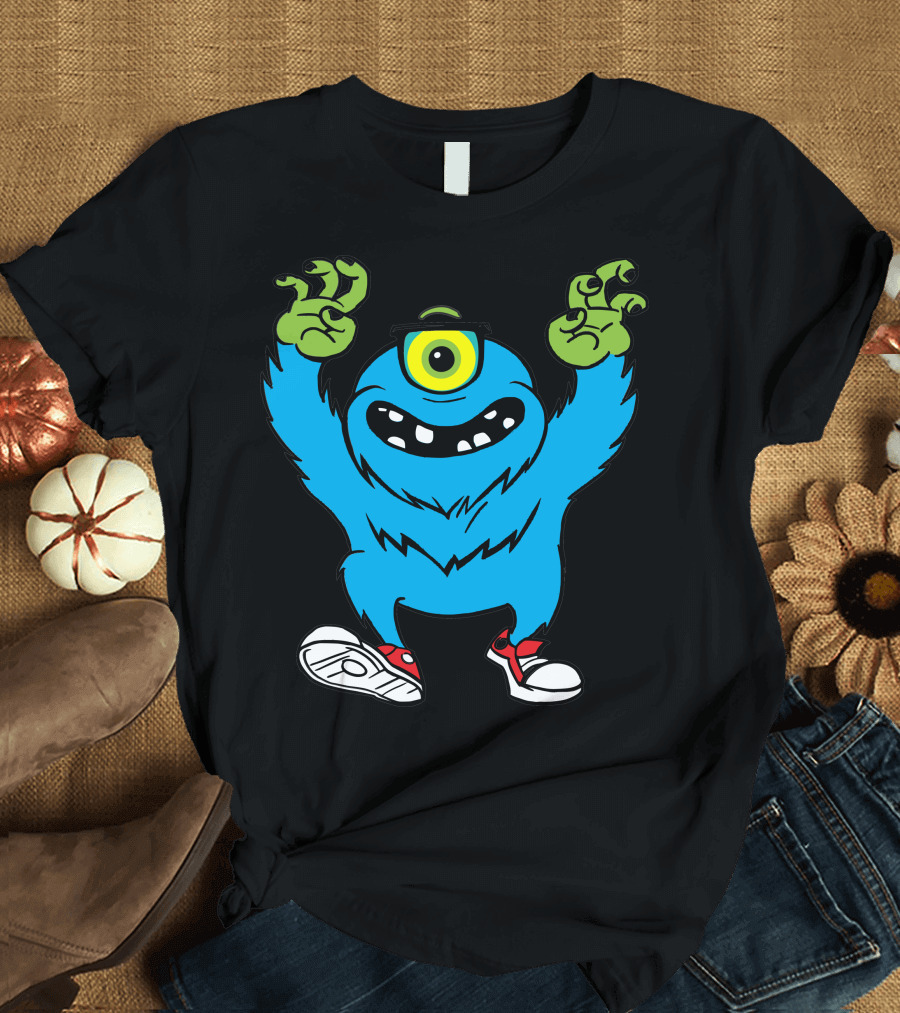 Monster Cyclops With Creepy Green Claws and Sneakers T-Shirt