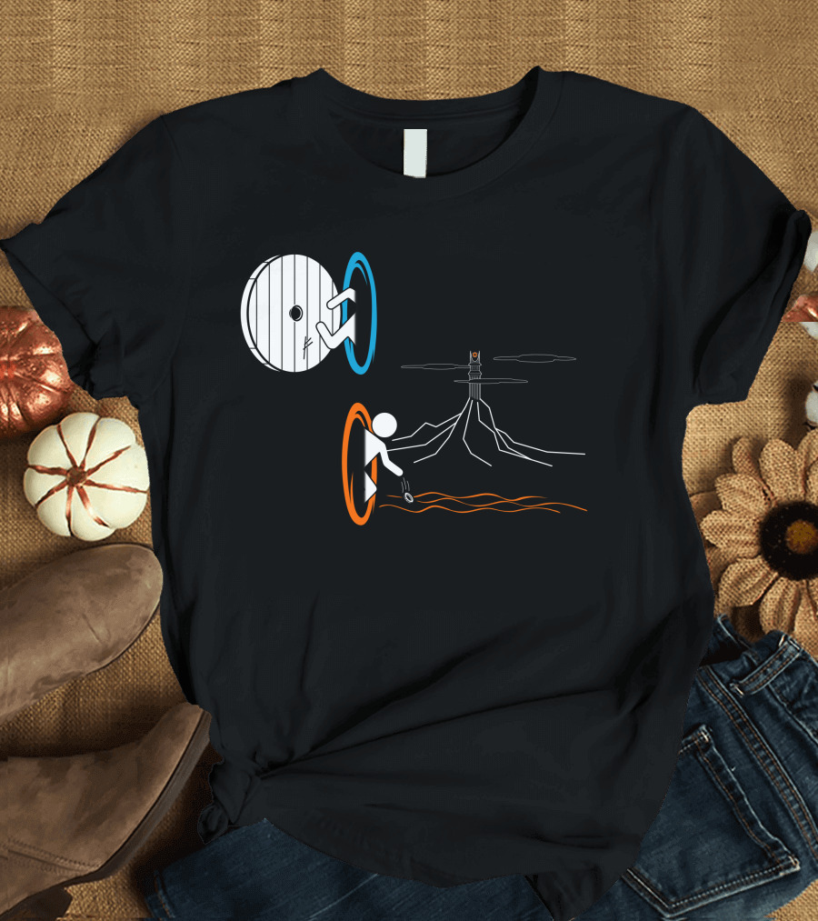 Portal Journey Through Mordor with Barad-dûr and Eye T-Shirt