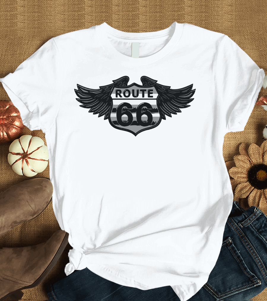 Route 66 Wings Badge T-Shirt