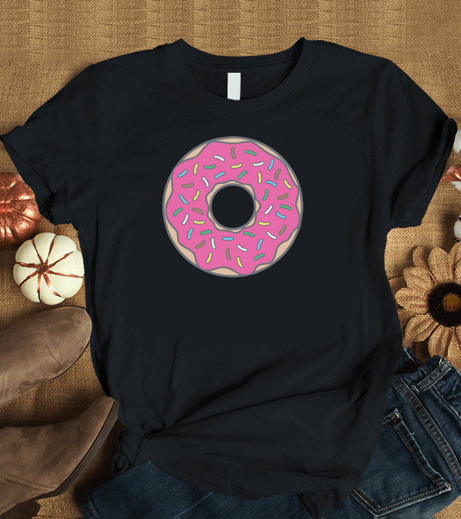 Strobery Donat Pink Sprinkled Circle Dessert T-Shirt