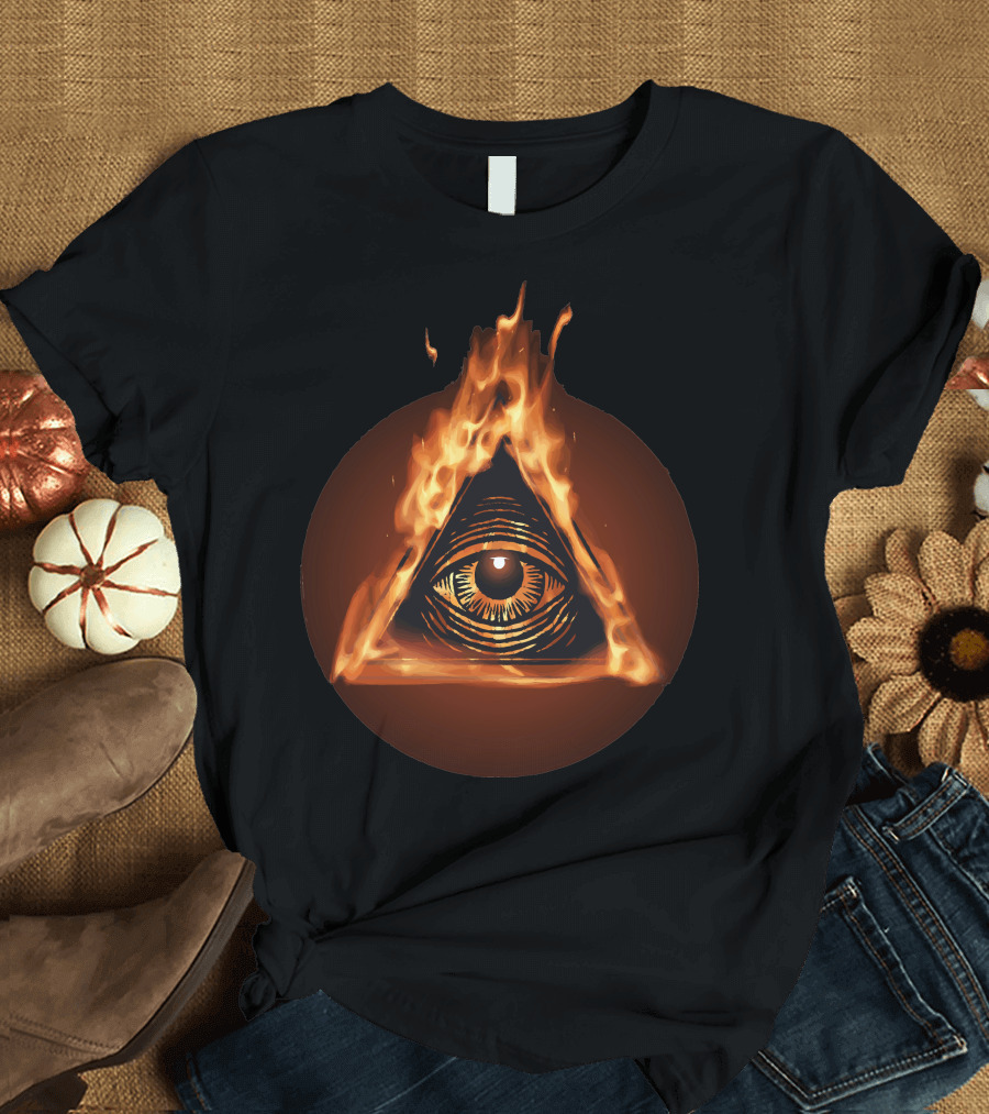The All Seeing Eye in Fiery Triangle T-Shirt