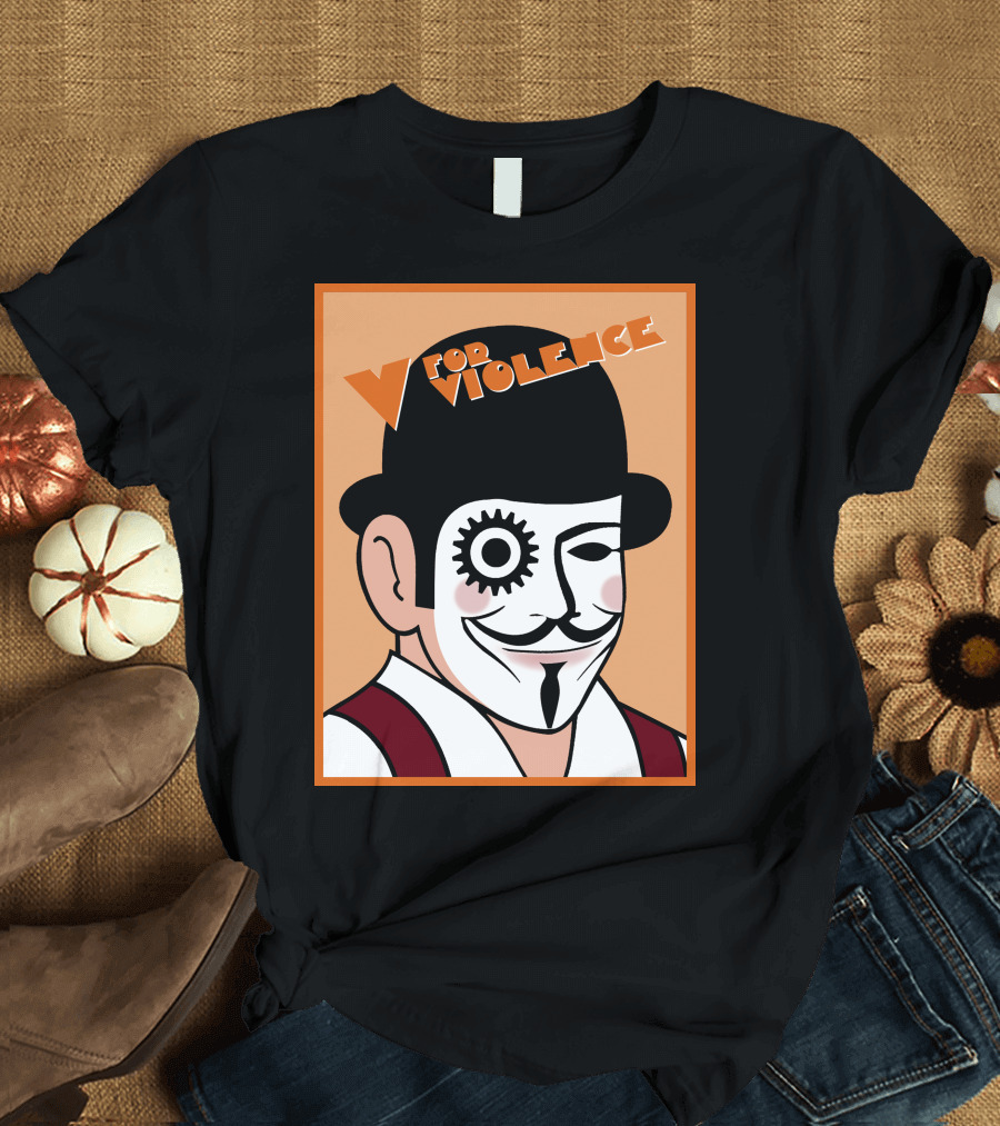 V For Violence Guy Fawkes Clockwork Orange Mashup T-Shirt