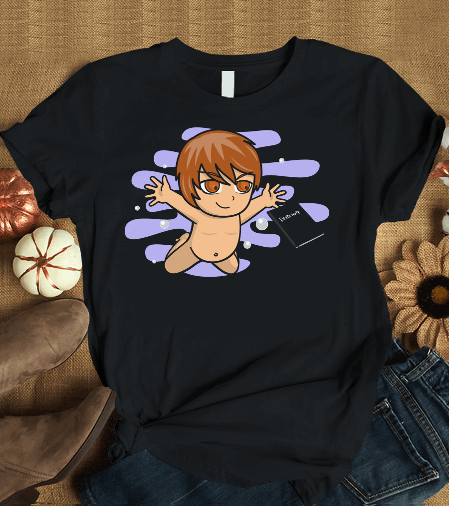 Desu Noto Death Mind Floating Character with Book and Japanese Text T-Shirt