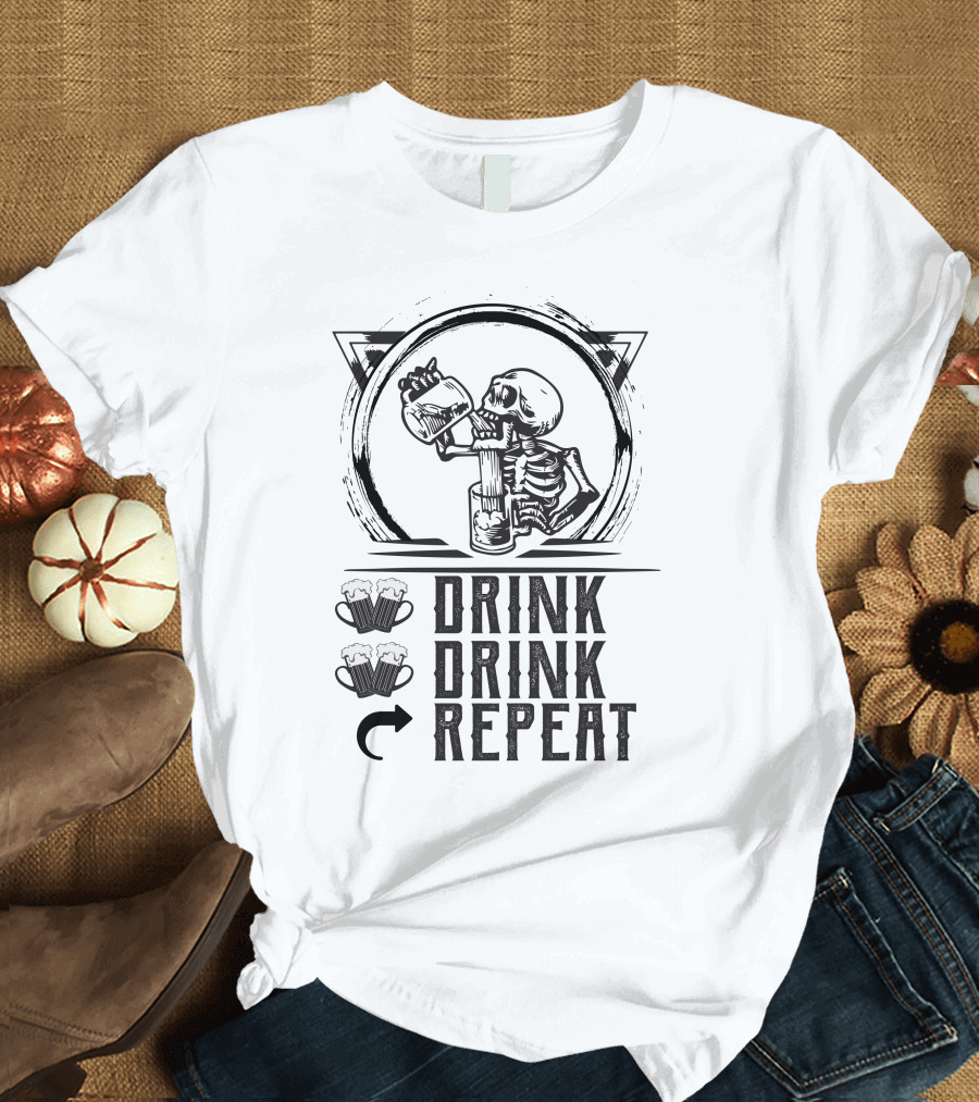 Drink Drink Repeat Beer Mugs Cycle T-Shirt