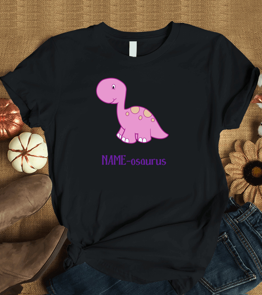 NAME-osaurus Pink Dinosaur T-Shirt