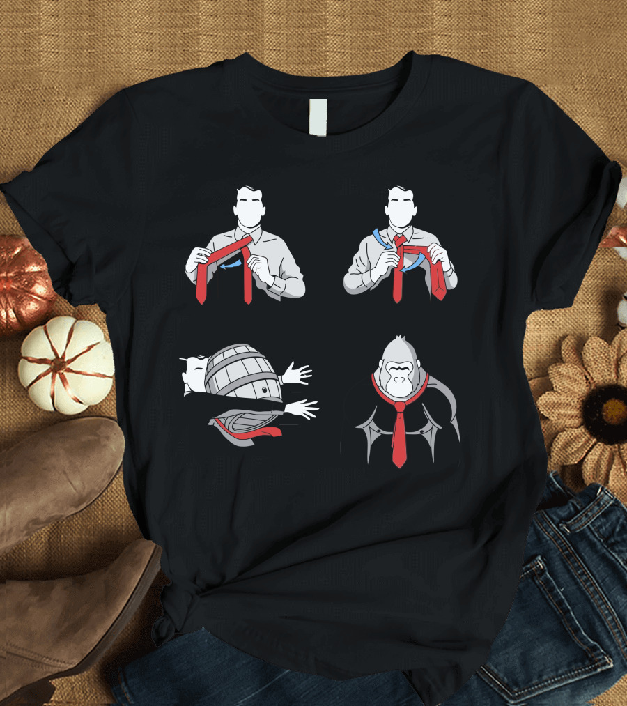 How To Tie A Tie Donkey Kong Gorilla Barrel Instructions T-Shirt
