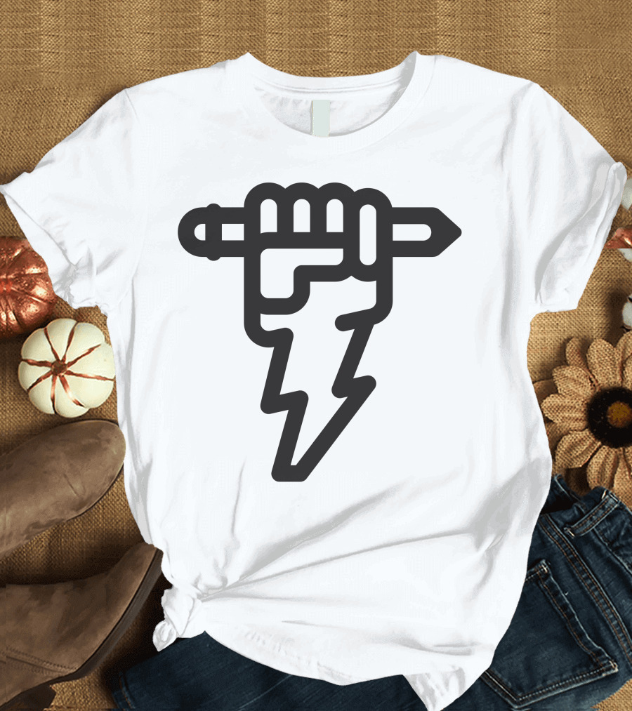 Pencil Fist Lightning Bolt T-Shirt