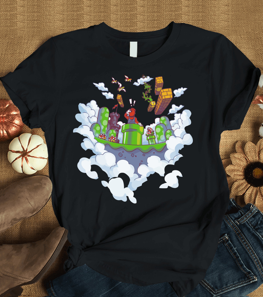 Super Mario Pipe Adventure in the Clouds T-Shirt