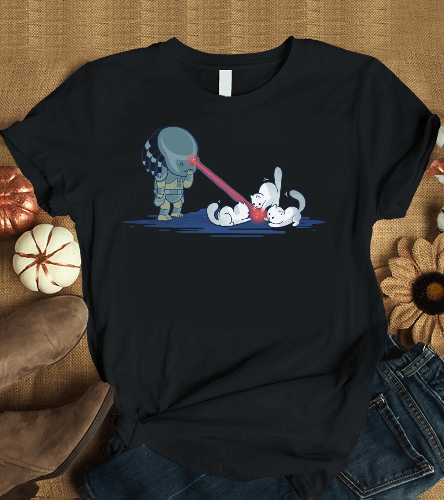 Predat Awww Alien Laser Cats Cute Humor T-Shirt