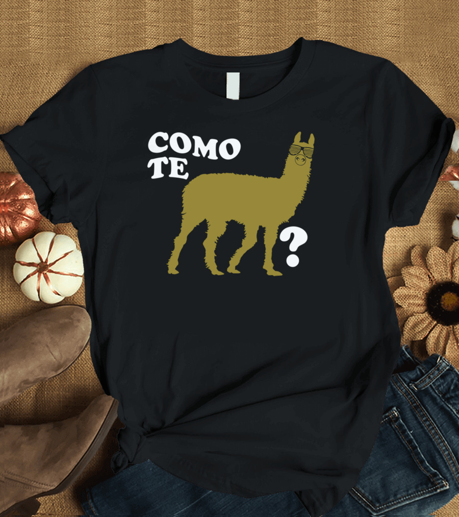 COMO TE LLAMA Sunglasses Llama with Question Mark T-Shirt