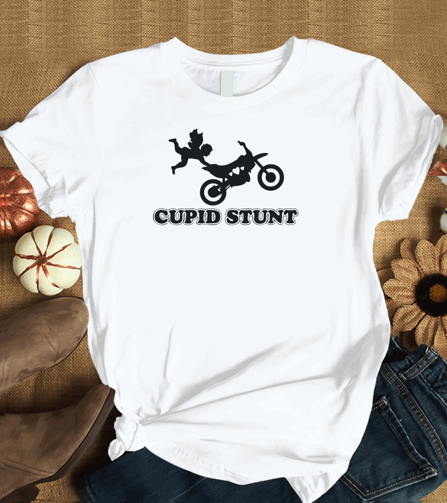 Cupid Stunt Motorcycle Adventure With Flying Cupid T-Shirt