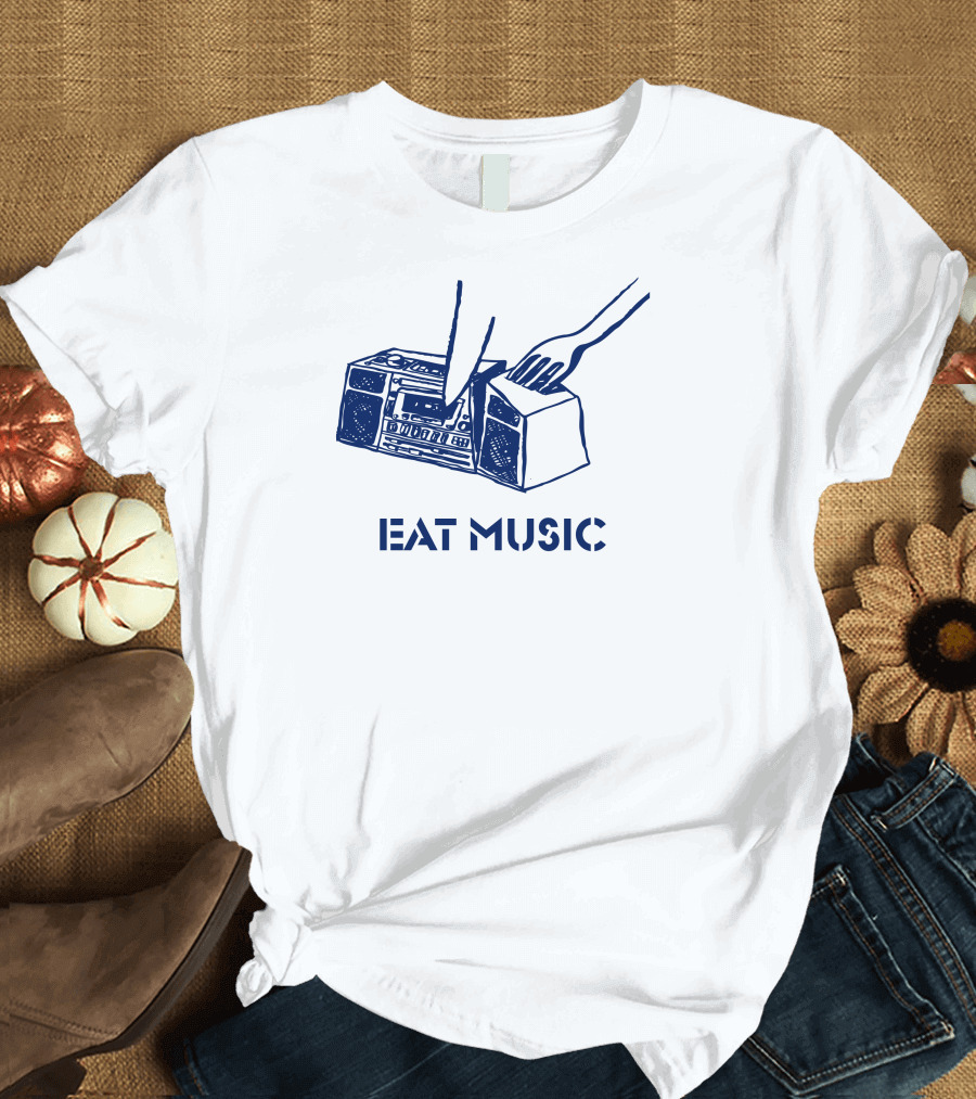 Eat Music Boombox Enthusiast Retro Vibes T-Shirt
