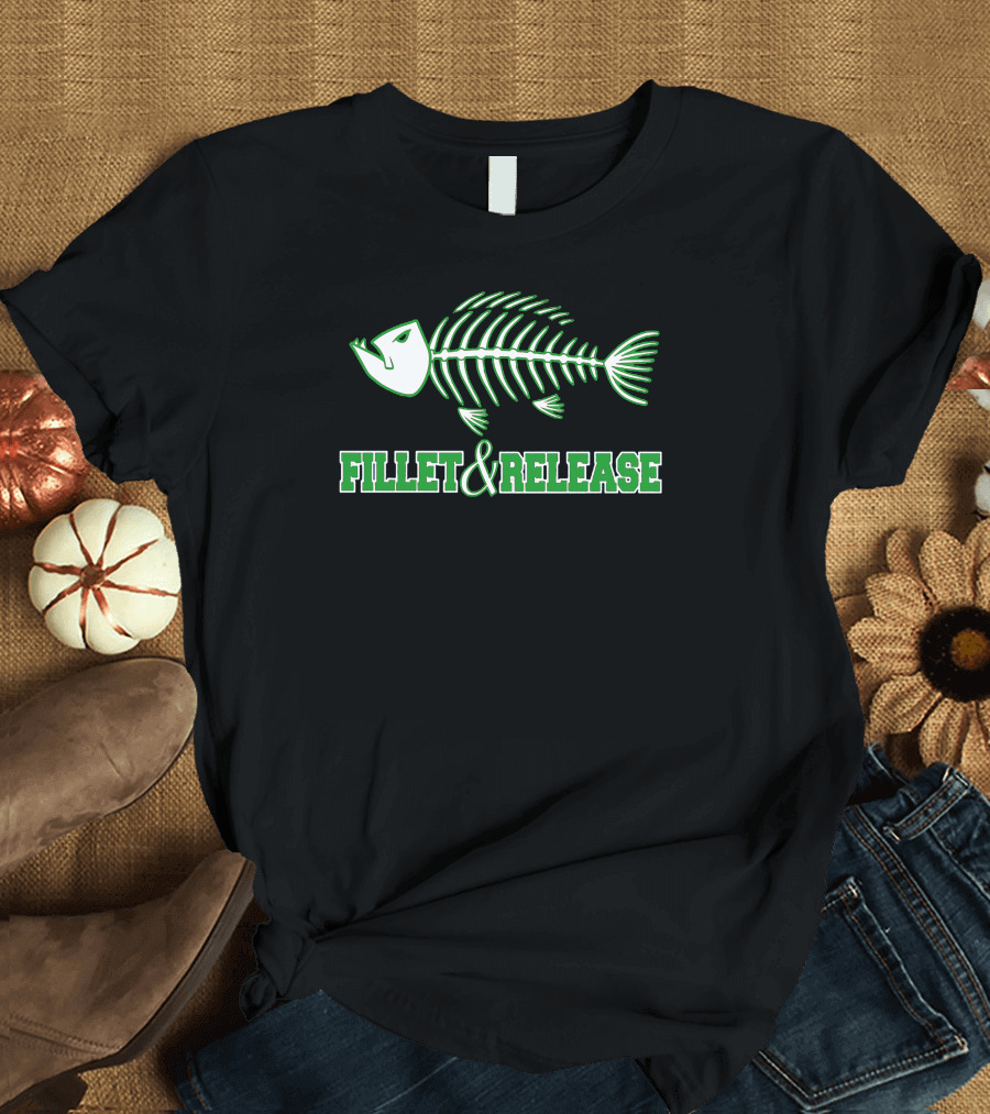 FILLE AND RELEASE Fish Bone Skeleton T-Shirt