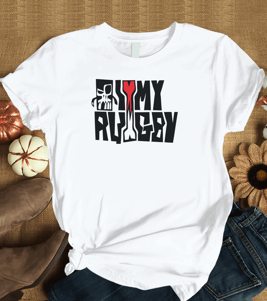 I Love My Rugby Skeleton T-Shirt