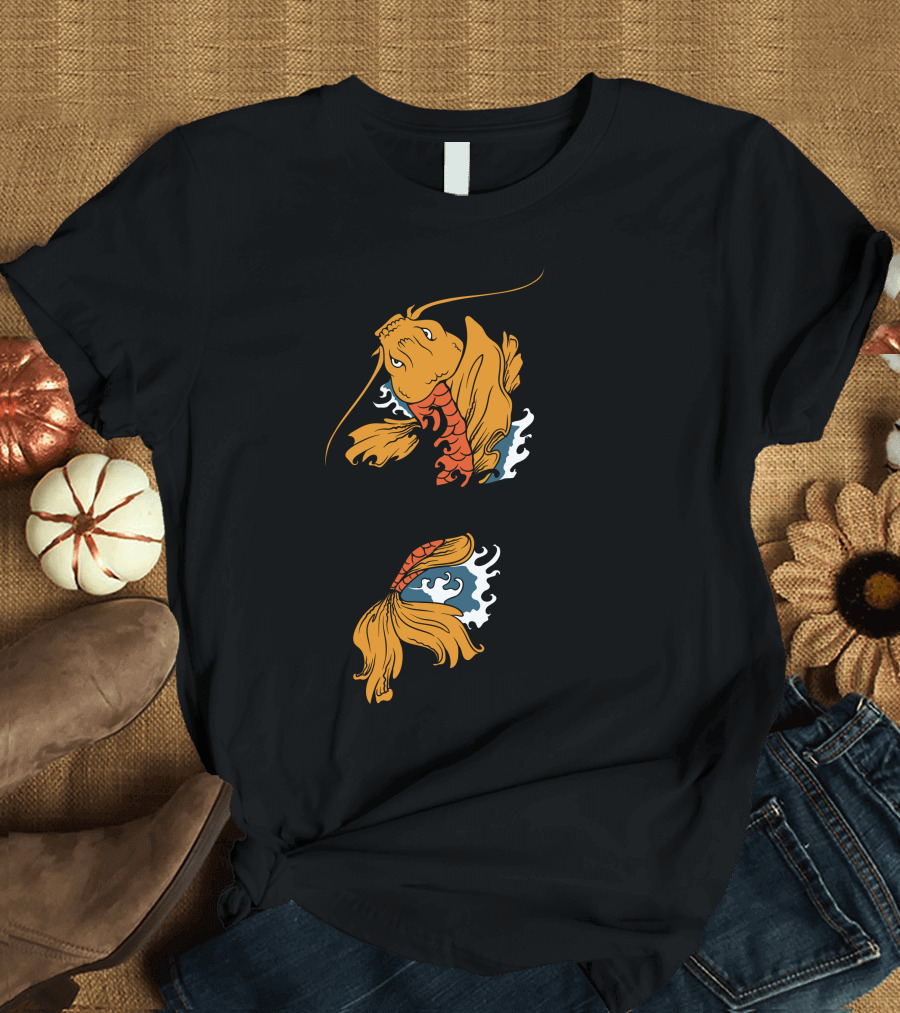 Koi Fish Splashing Through Waves T-Shirt