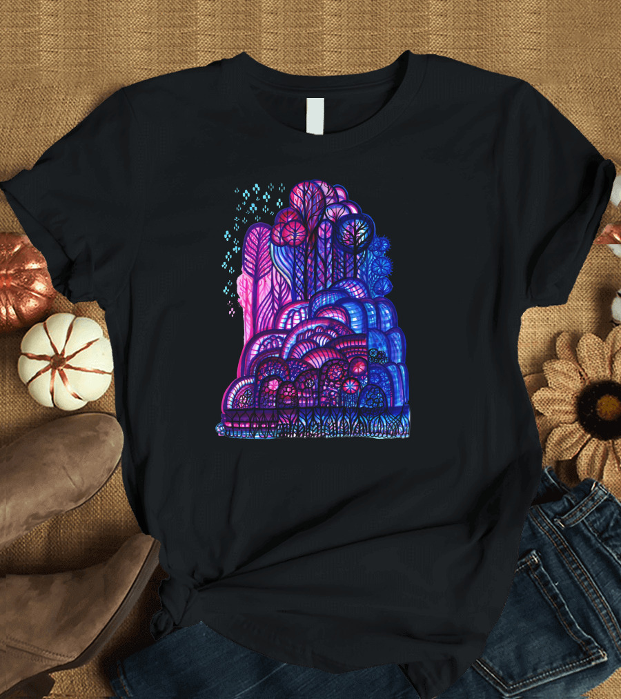 Magic Forest Vibrant Enchanted Wilderness with Colorful T-Shirt