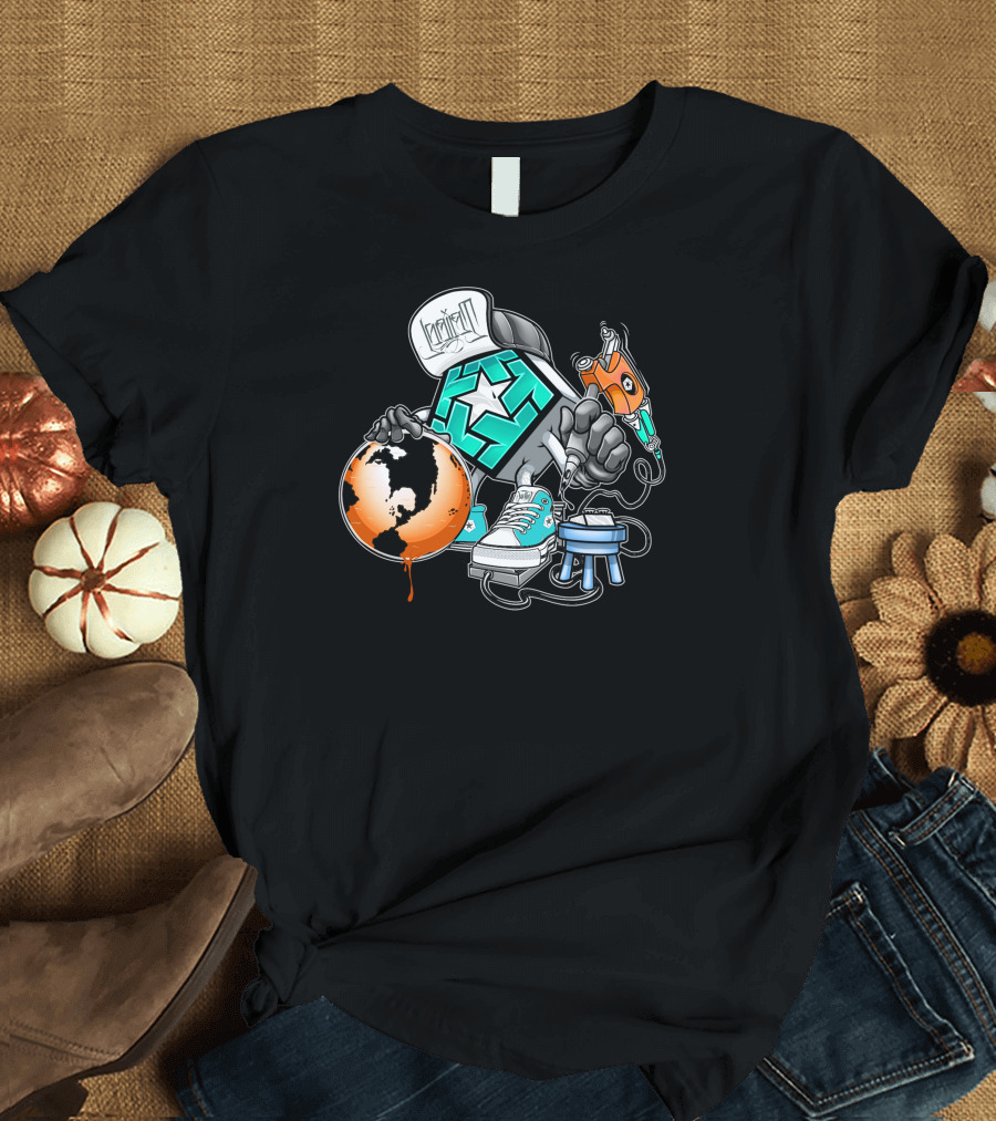 Star Guy Graffiti Art Earth Sneakers T-Shirt