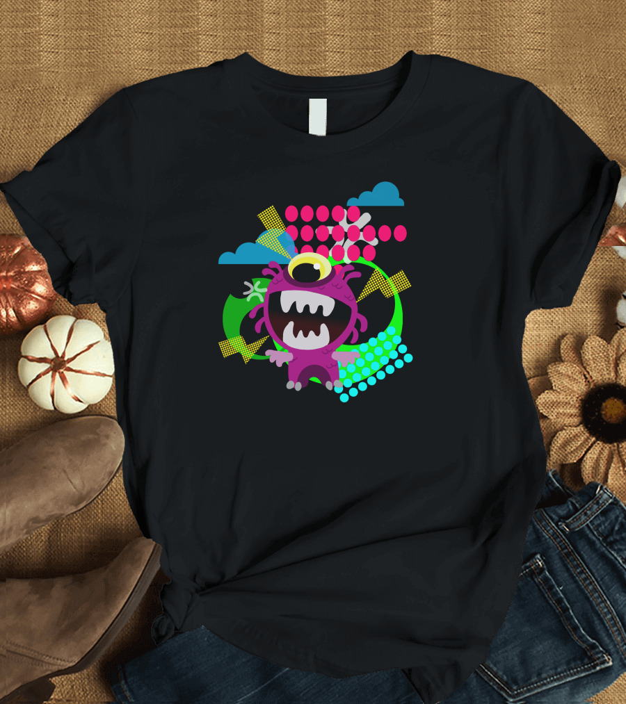 Yokai Baka Monster with Colorful Geometric Shapes T-Shirt