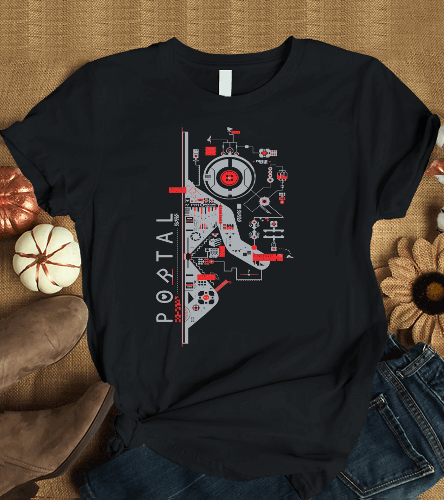 Portal Video Game Circuit Map Blueprint T-Shirt