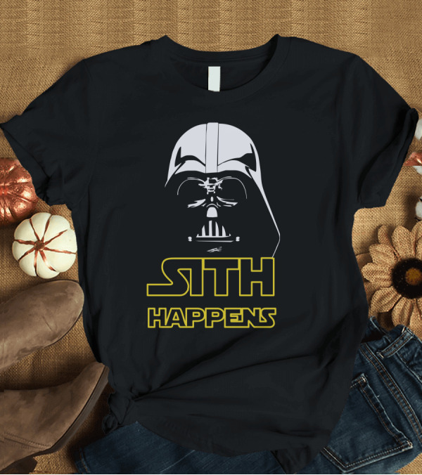 T-Shirt: Star Wars Darth Vader Sith Happens Black Graphic Iconic Text Fandom T-Shirt Star Wars Darth Vader Sith Happens Black Graphic Iconic Text Fandom T-Shirt