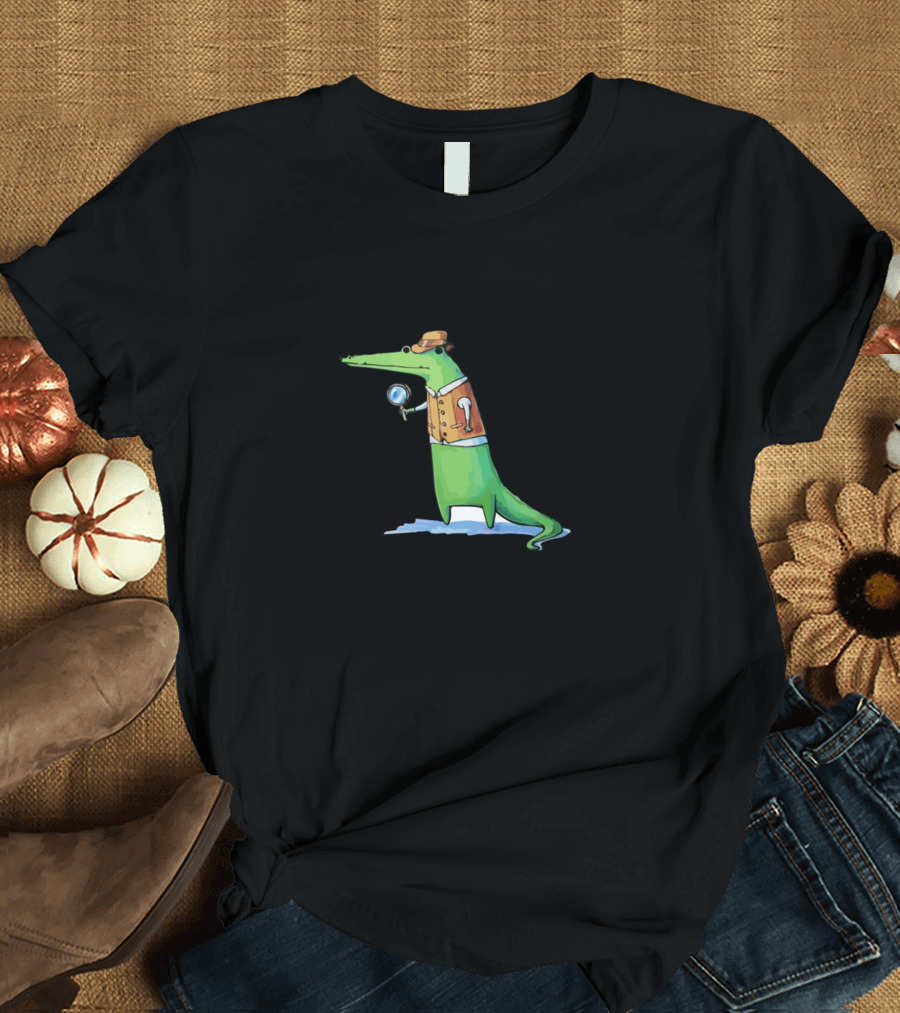 An Alligator In A Vest Investigator Joke with Magnifying Glass and Hat T-Shirt