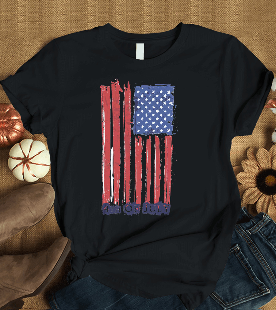 4Th Of July American Flag Vintage Paint T-Shirt