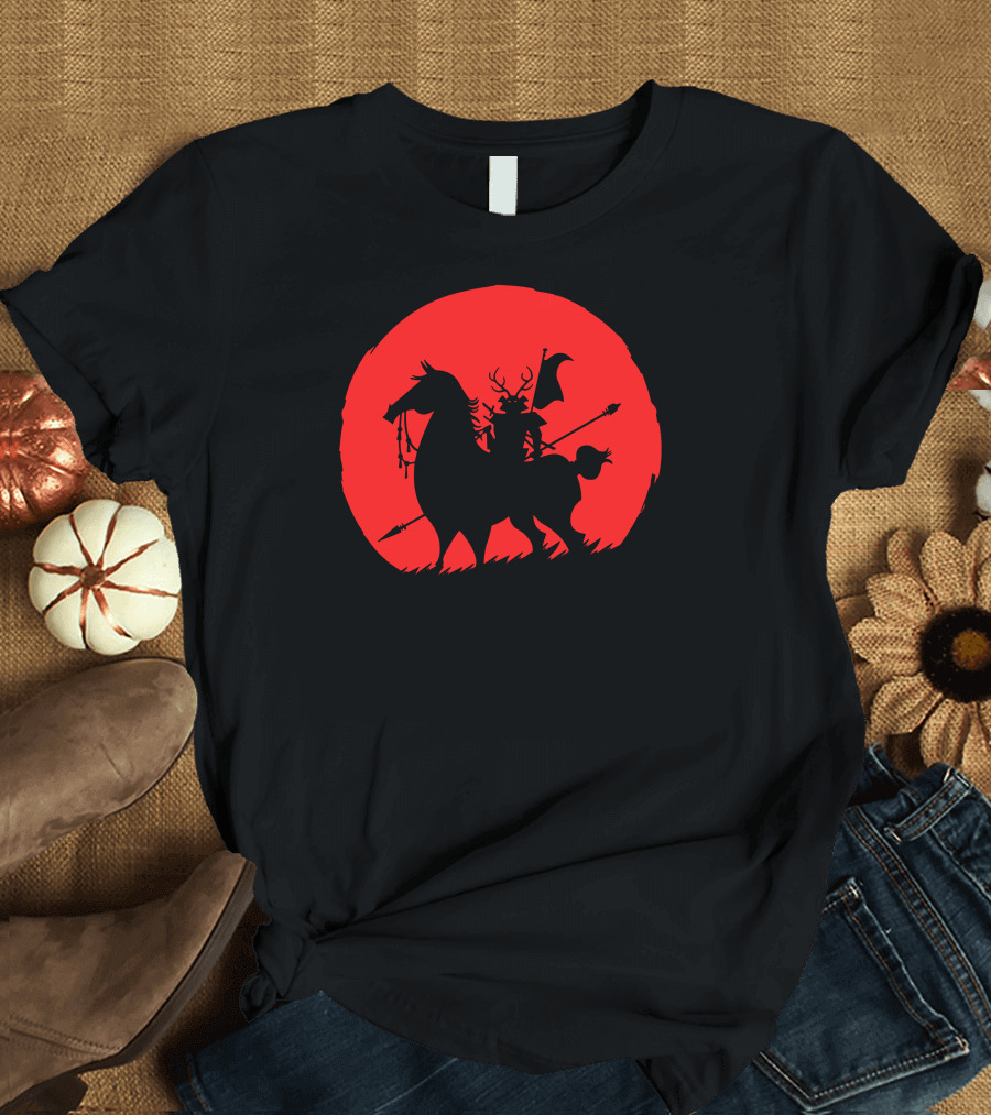 Aku Samurai Silhouette Against Red Moon T-Shirt