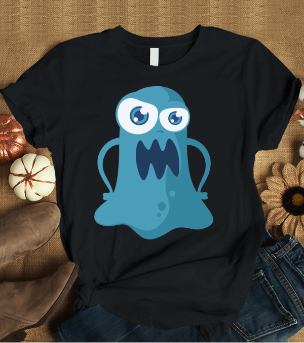 T-Shirt: Angry Blue Monster Character with Big Eyes and Open Mouth T-Shirt Angry Blue Monster Character with Big Eyes and Open Mouth T-Shirt