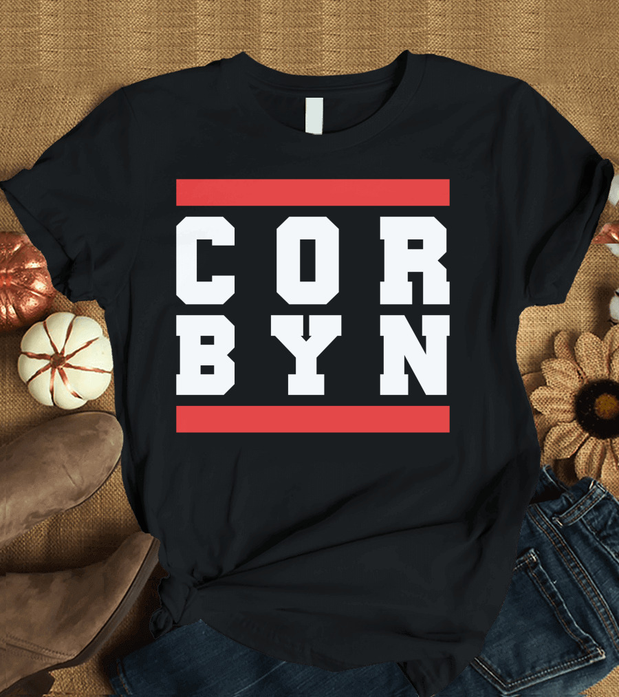 CORBYN Bold Text Red Bars T-Shirt