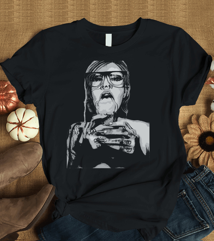 Ice Cream Girl Tattoo Art with Glasses T-Shirt