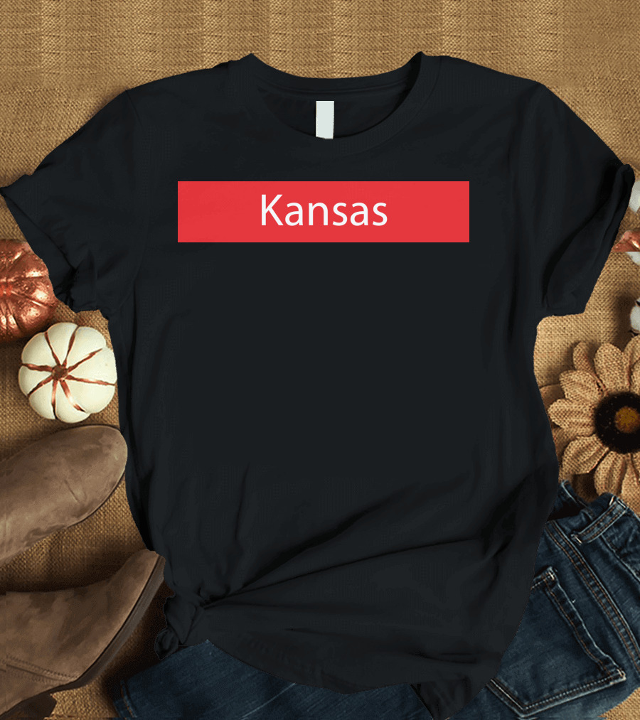 Kansas Bold Red White Text Minimalist T-Shirt