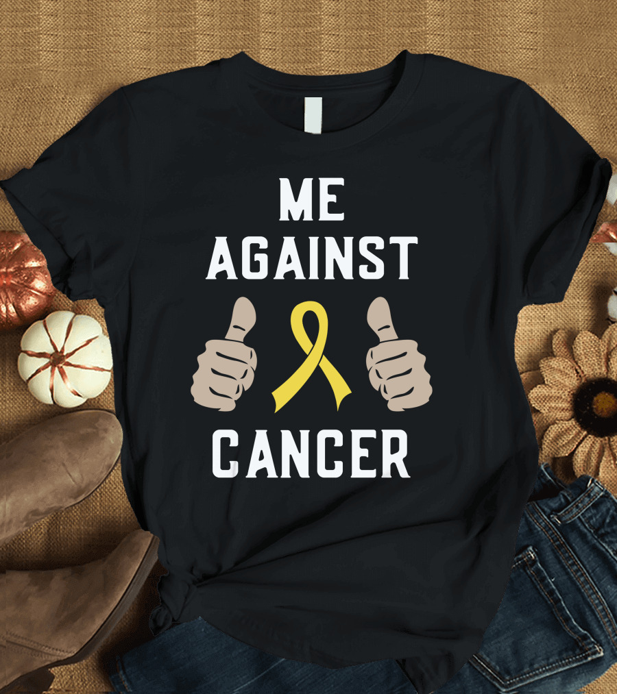 Me Against Cancer Yellow Ribbon Thumbs Up T-Shirt