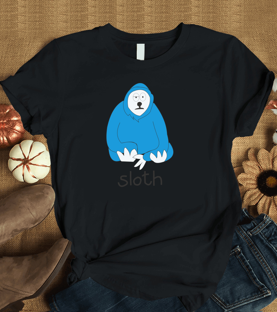 Blue Sloth Illustration with Text Sloth T-Shirt