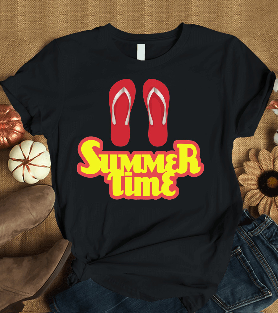 Summer Time Red Flip Flops Fun Vibes T-Shirt