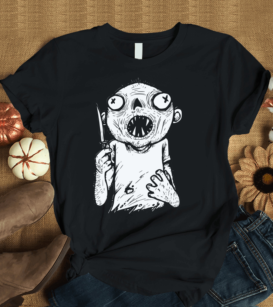 Zombie Knife Creature Holding Dagger T-Shirt
