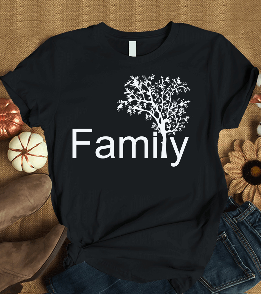 Family Tree Silhouette with Branches and Leaves T-Shirt