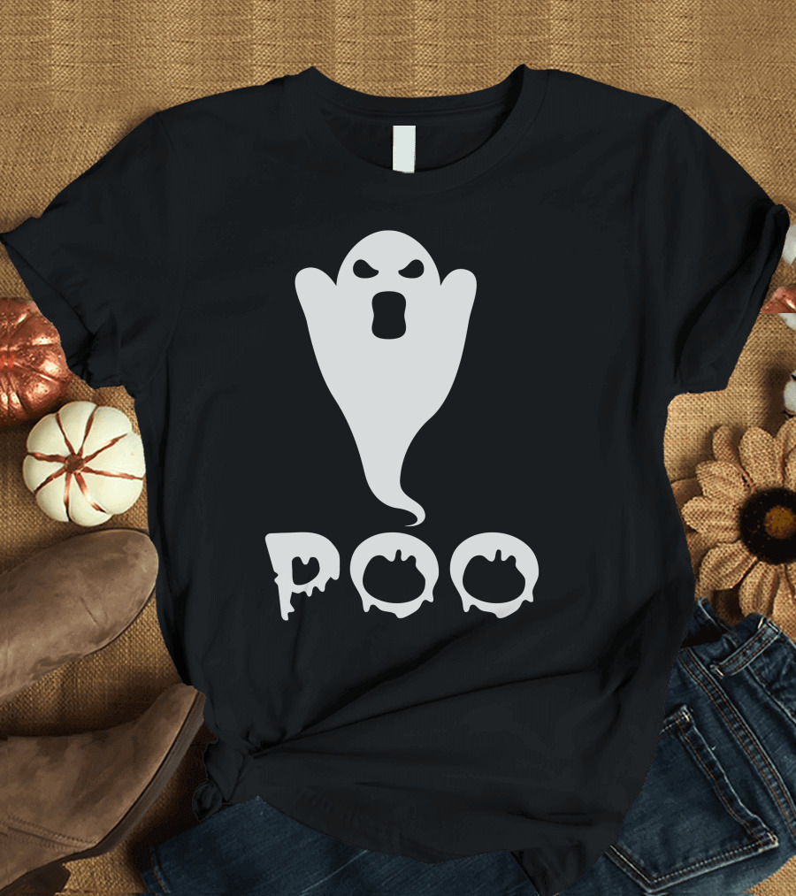 Ghostly Figure with Dripping Text Poo T-Shirt