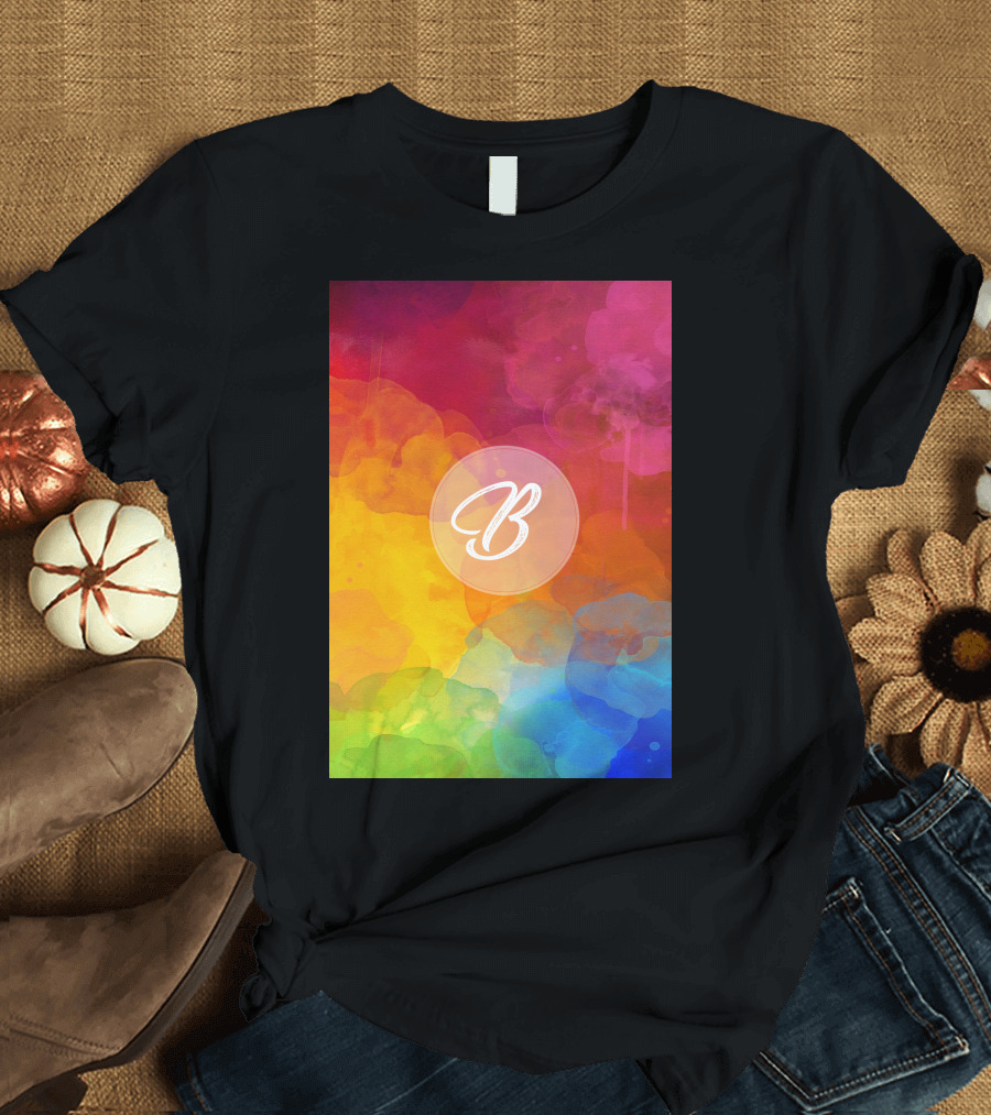 B Colorful Watercolor Background T-Shirt