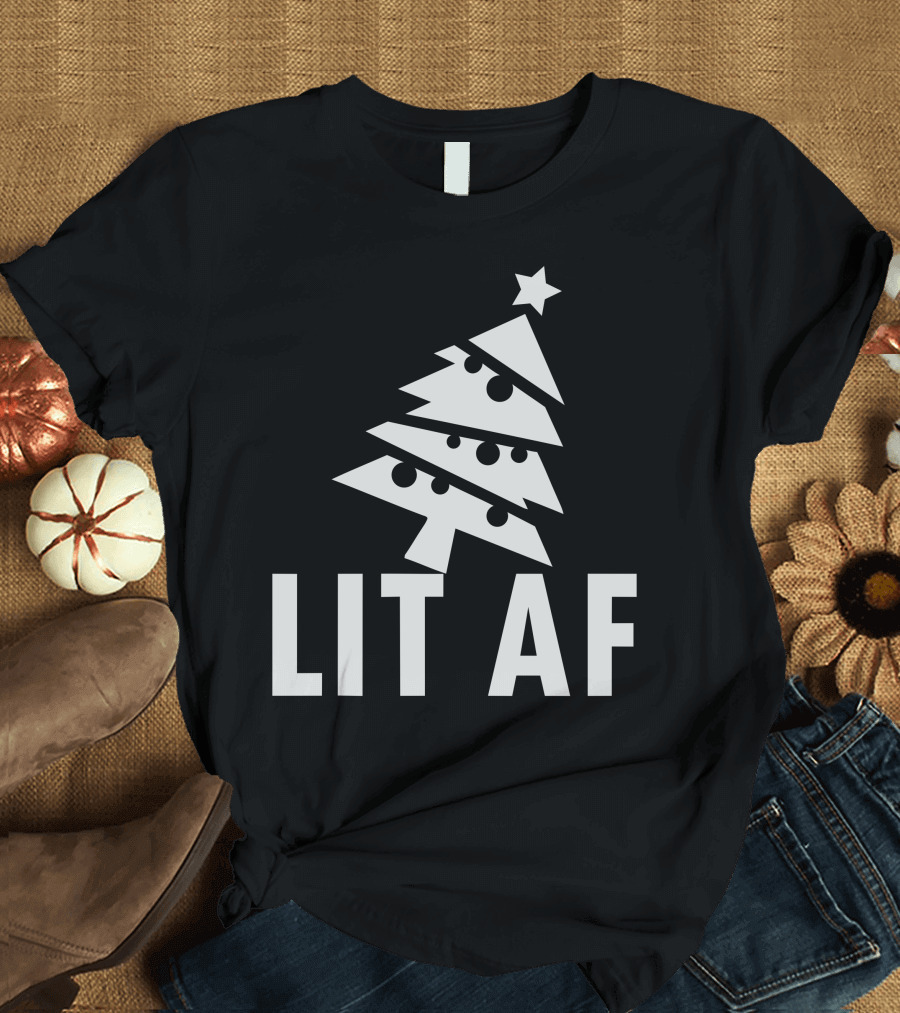 Lit AF Christmas Tree Star T-Shirt