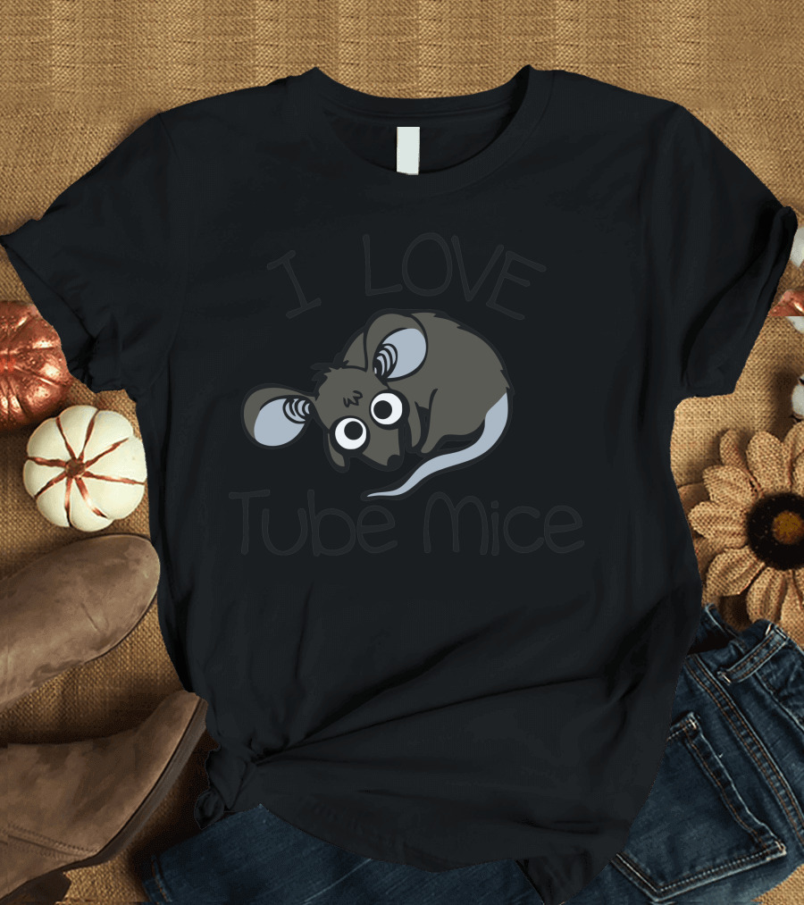 I Love Tube Mice Cute Cartoon Mouse T-Shirt