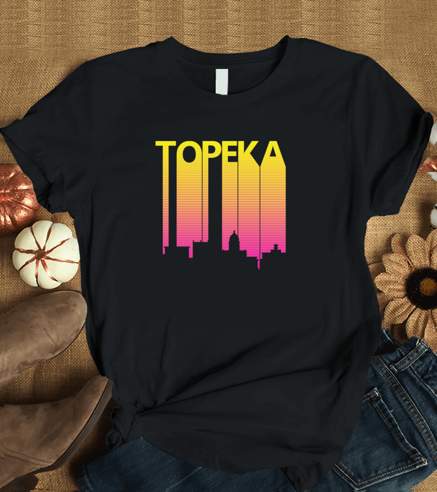Topeka Skyline Retro 1980s Style Gradient T-Shirt