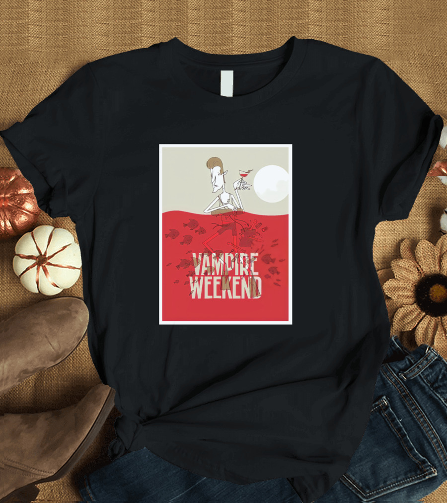 Vampire Weekend Under the Sea with Red Ocean and Moon T-Shirt