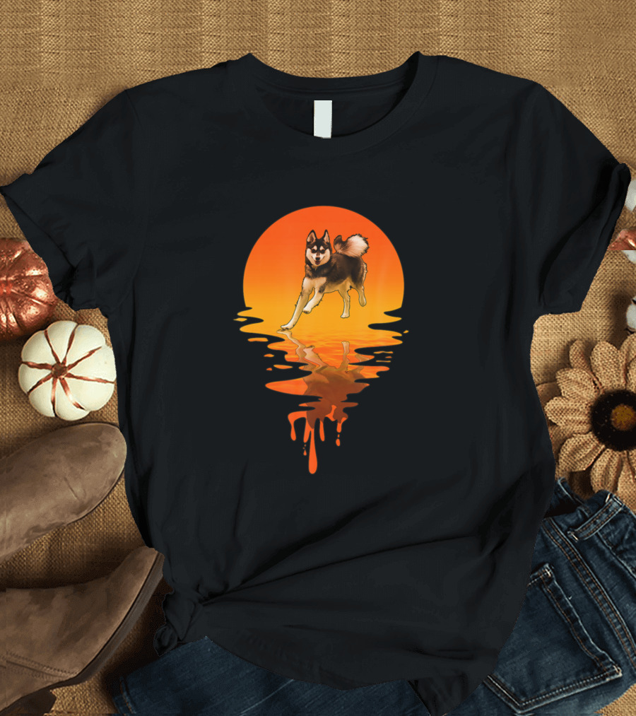 Vintage Style Alaskan Klee Kai Sunset Reflection T-Shirt