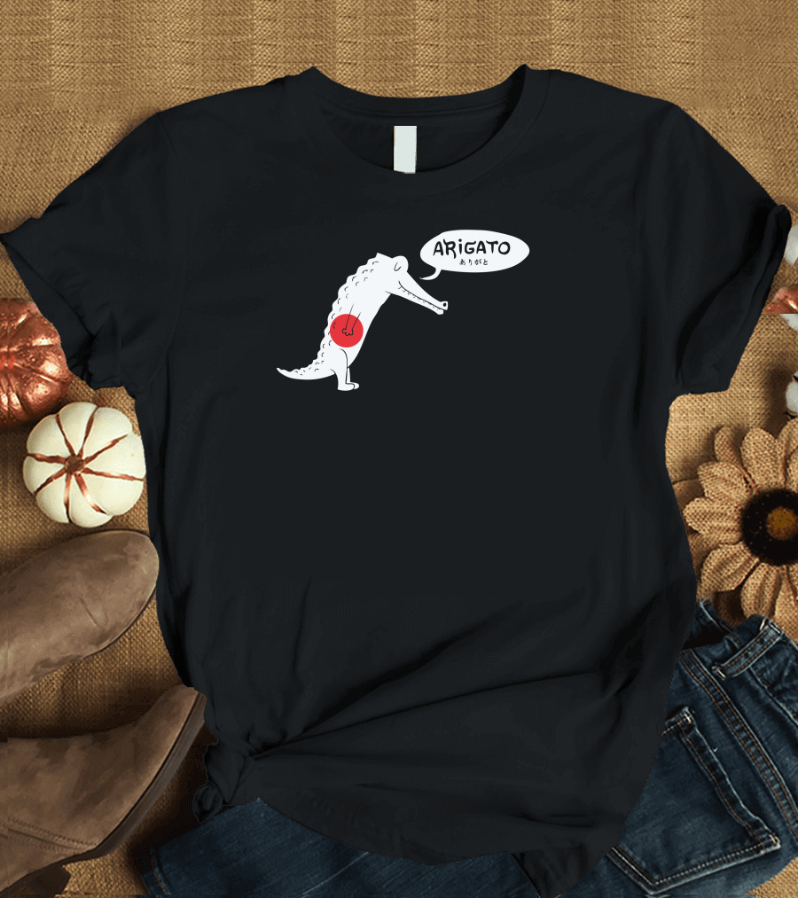 Arigato Alligator with Japanese Flag T-Shirt