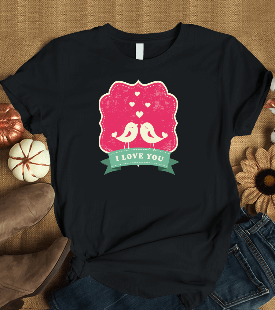 Bird of Valentine I Love You Hearts Romance T-Shirt