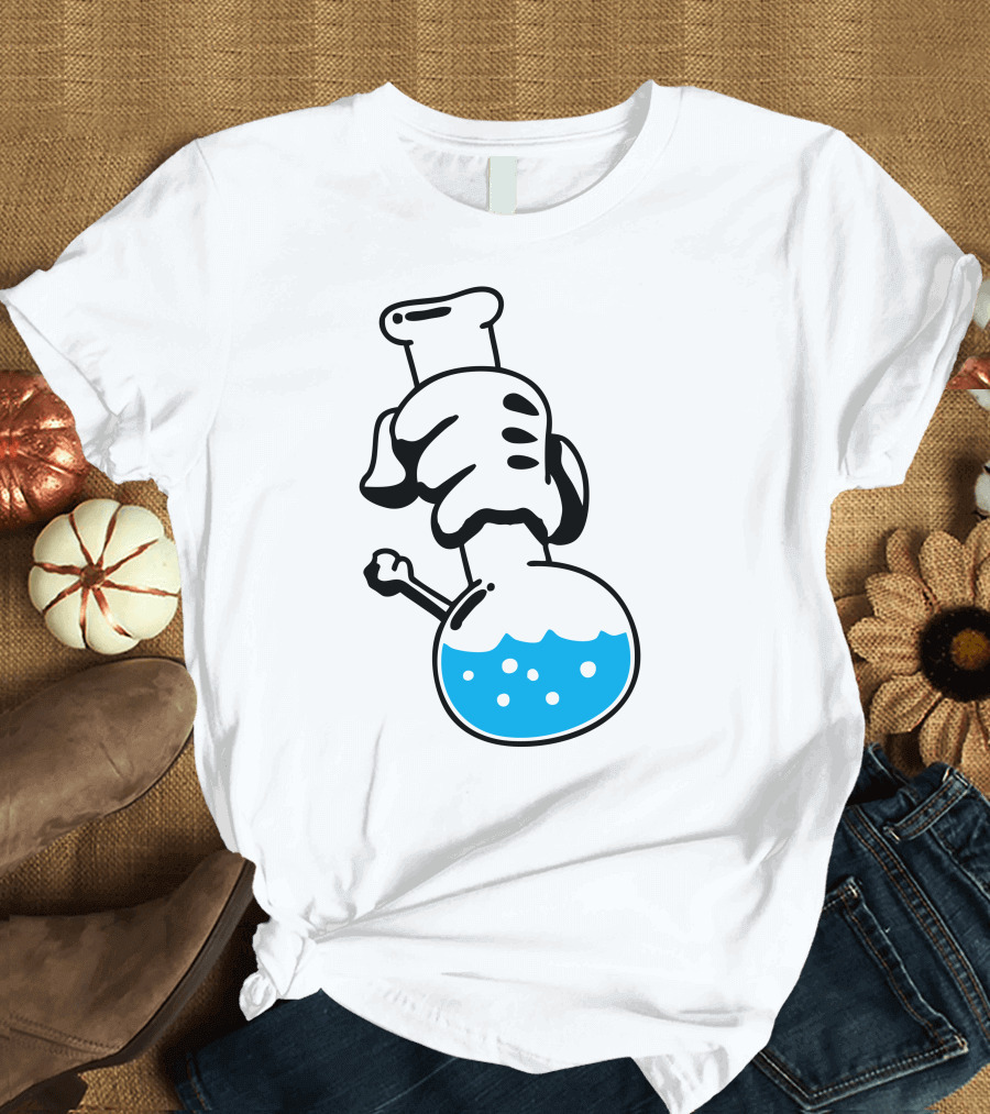 Bong Hands Cartoon Gloved Grip with Blue Bubble Water T-Shirt