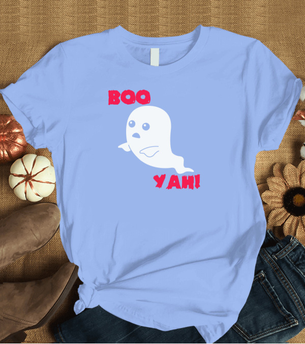 T-Shirt: Boo Yah Cute Ghost White Cartoon Ghost T-Shirt Boo Yah Cute Ghost White Cartoon Ghost T-Shirt