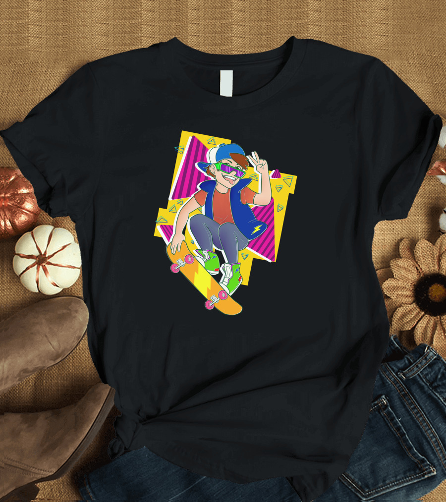Dippy Fresh Skater Neon Vibrant 90s Aesthetic T-Shirt
